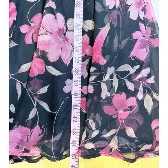 Vtg Retro Style Sleeveless A Line Dress Size 10 Black Dark Floral Sweet Feminine - Picture 7 of 10